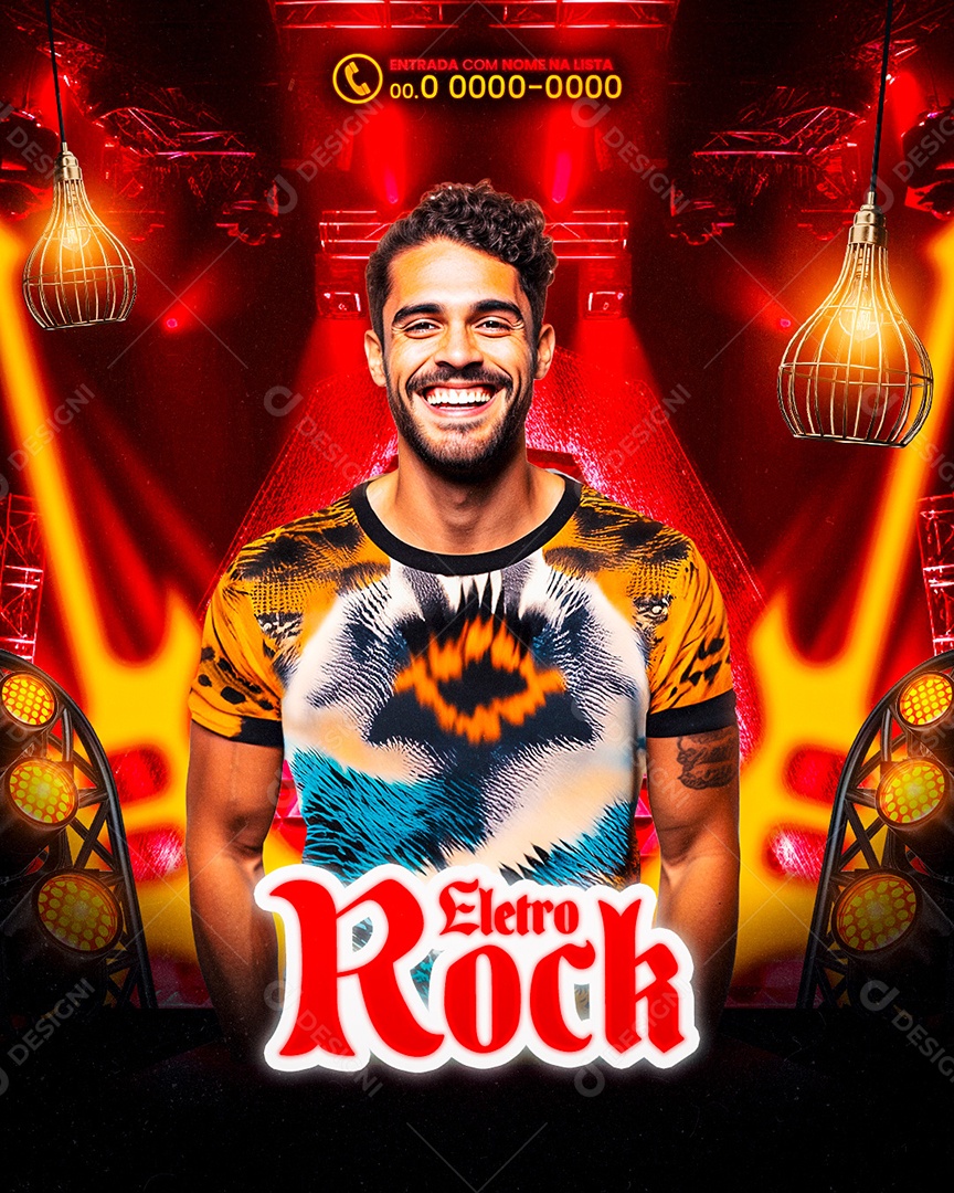 Flyer Eletro Rock Artista Social Media PSD Editável