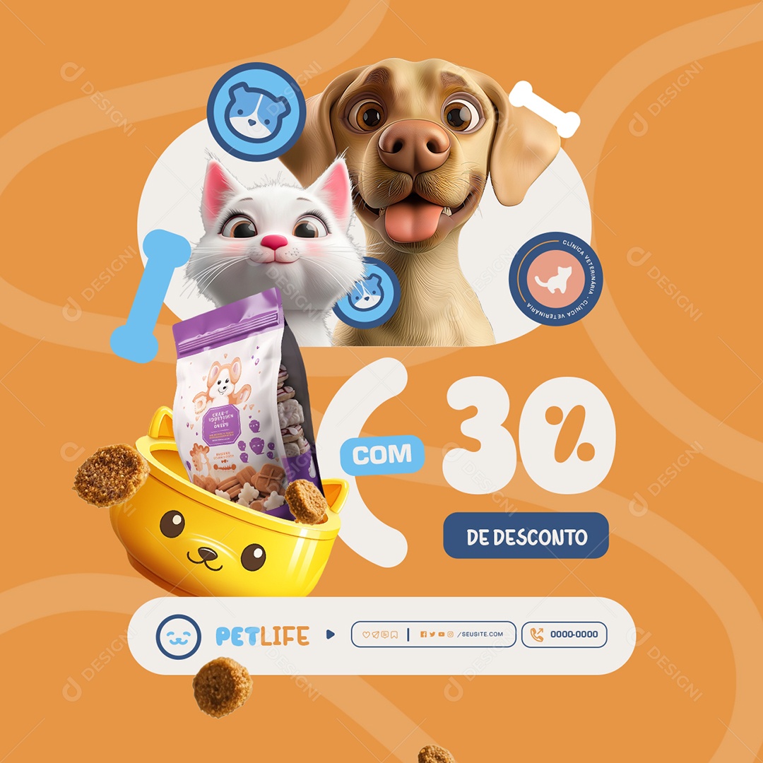 Ração com Desconto Social Media PSD Editável