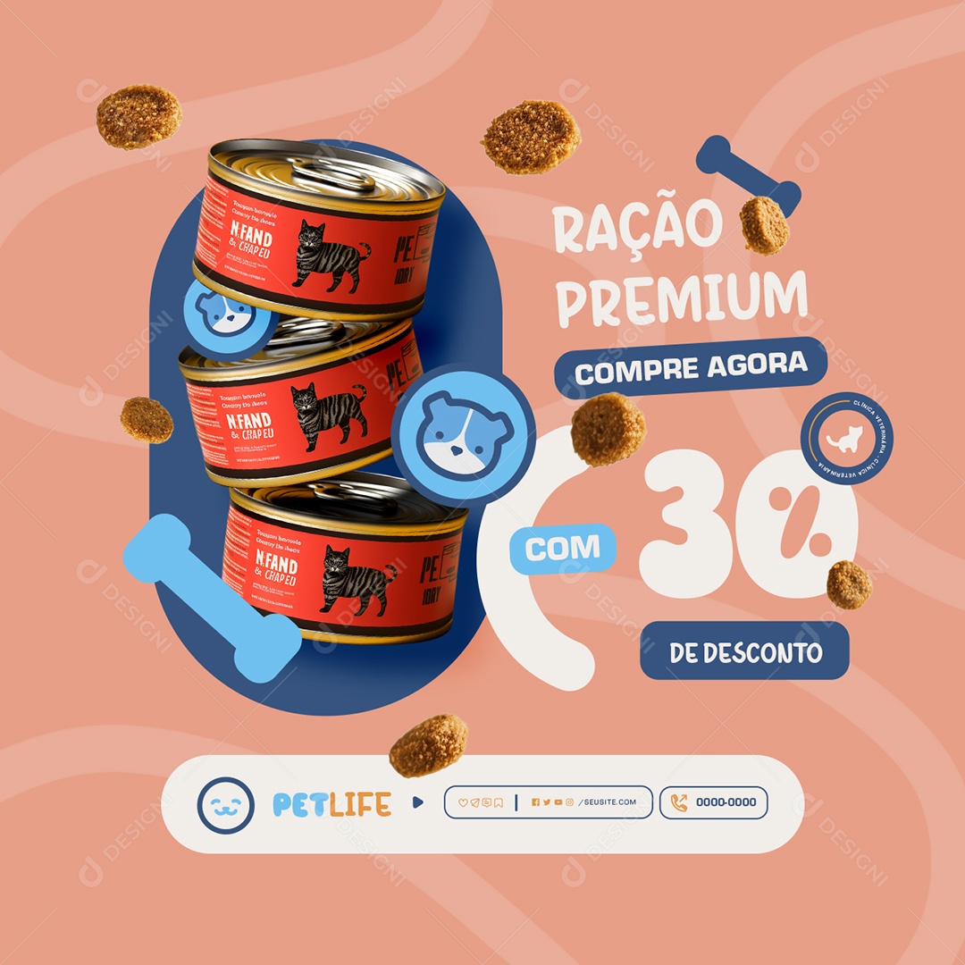 Ração Premium Compre Agora com Desconto Social Media PSD Editável