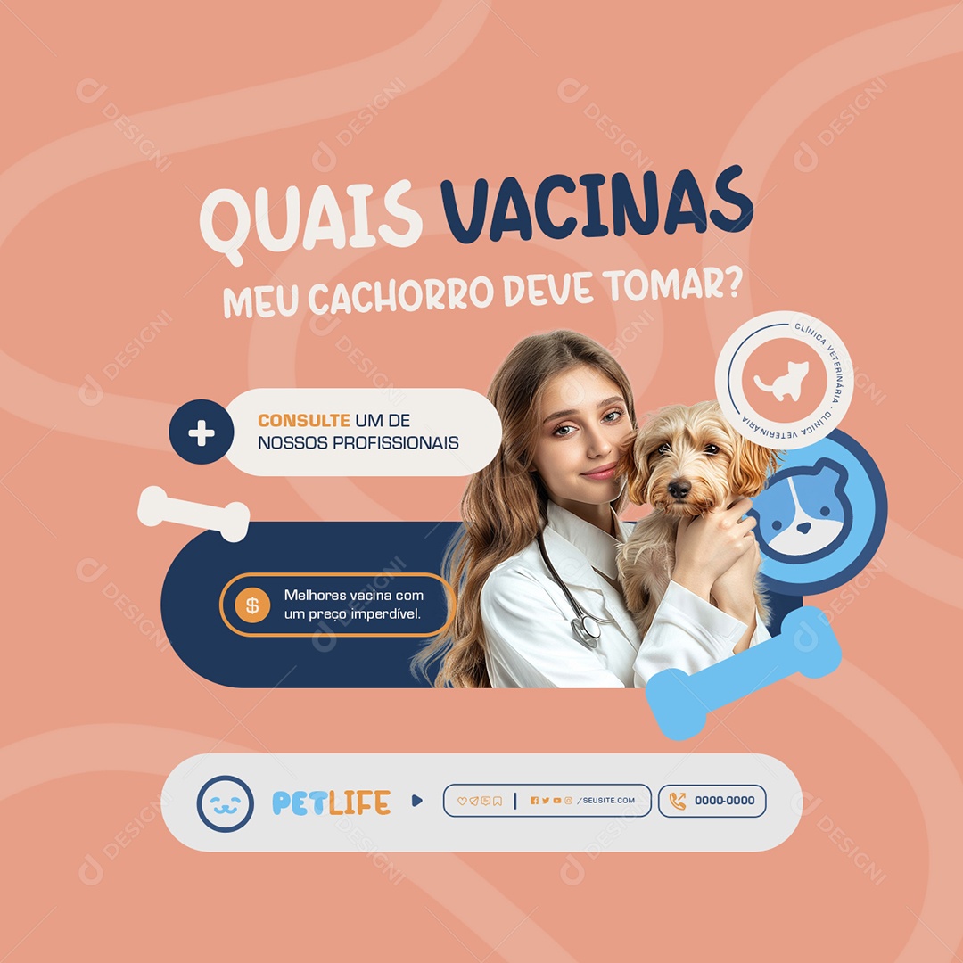 Quais Vacinas meu Cachorro Deve Tomar Social Media PSD Editável
