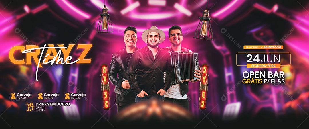 Flyer Banner Crayz Time Artistas Social Media PSD Editável