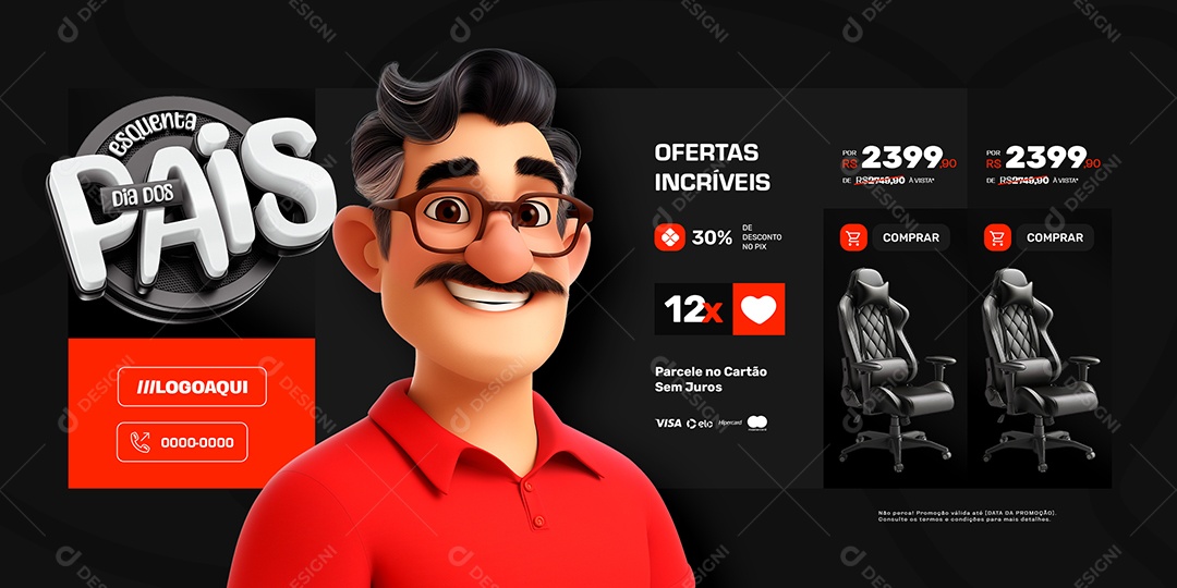 Banner Esquenta Dia dos Pais Ofertas Incríveis Social Media PSD Editável