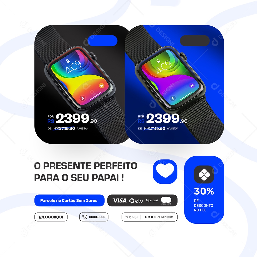 O Presente Perfeito para o seu Papai Social Media PSD Editável