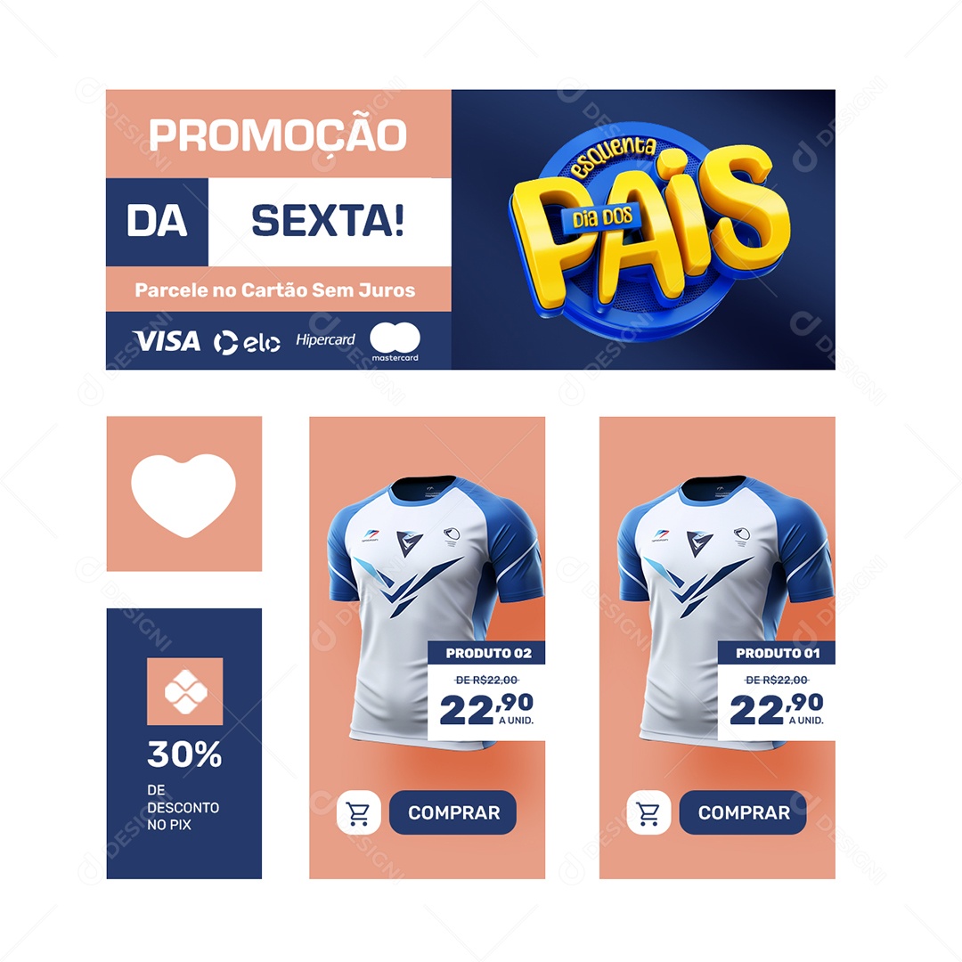Esquenta Dia dos Pais Promoção da Sexta Social Media PSD Editável