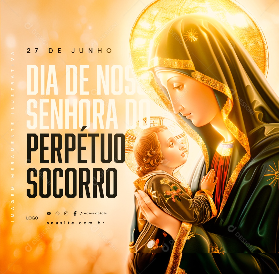 Dia de Nossa Senhora do Perpétuo Socorro 27 de Junho Social Media PSD Editável