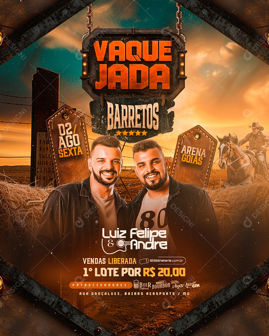 Flyer Vaquejada Luiz Felipe e André Social Media PSD Editável