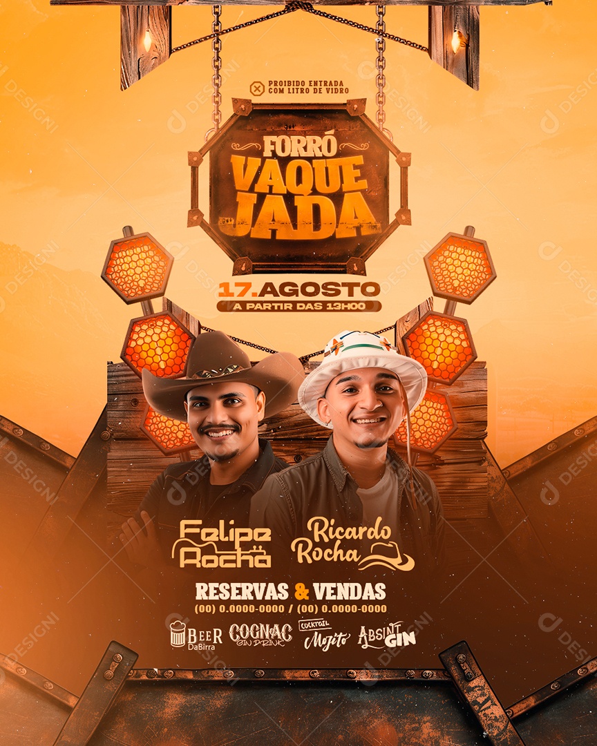 Flyer Forró Vaquejada Feipe Rocha Ricardo Rocha Social Media PSD Editável
