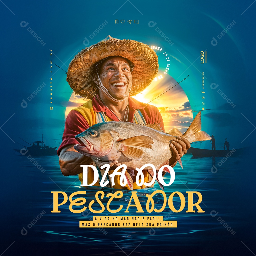 Dia do Pescador 29 de Junho a sua Paixão Social Media PSD Editável