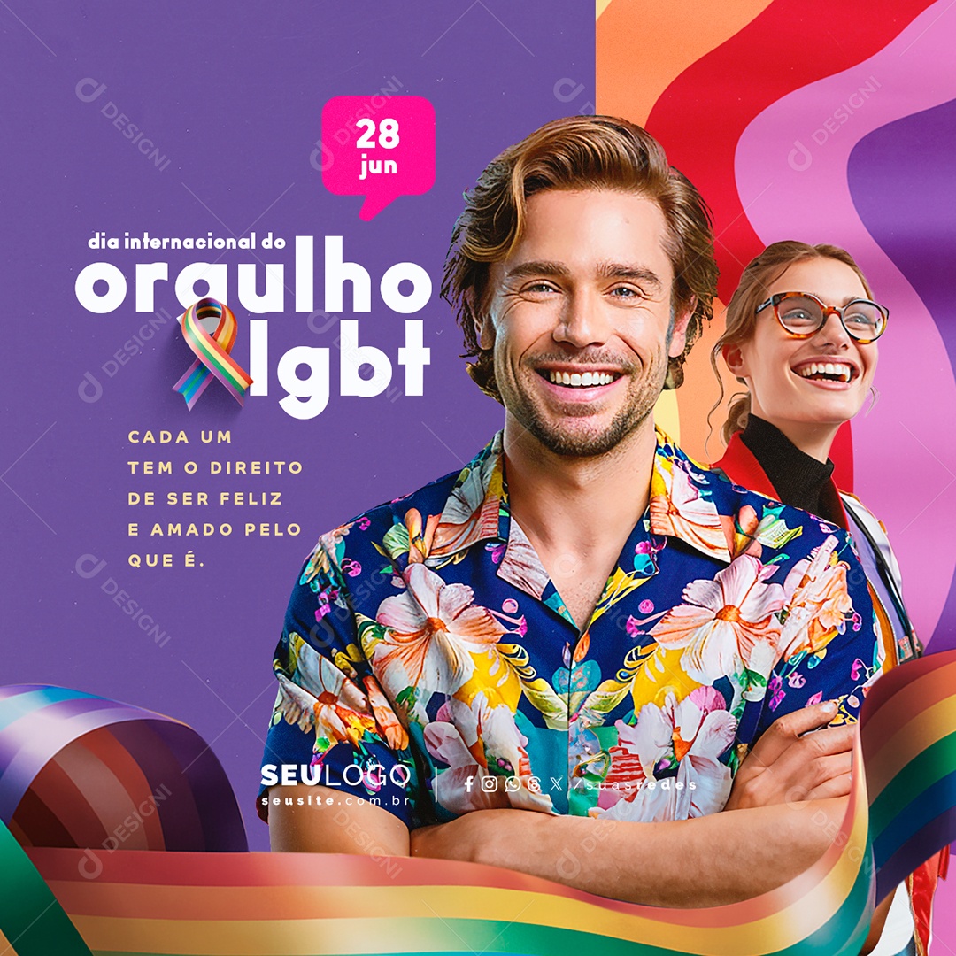Dia Internacional do Orgulho LGBT 28 de Junho Cada um tem o Dinheiro Social Media PSD Editável