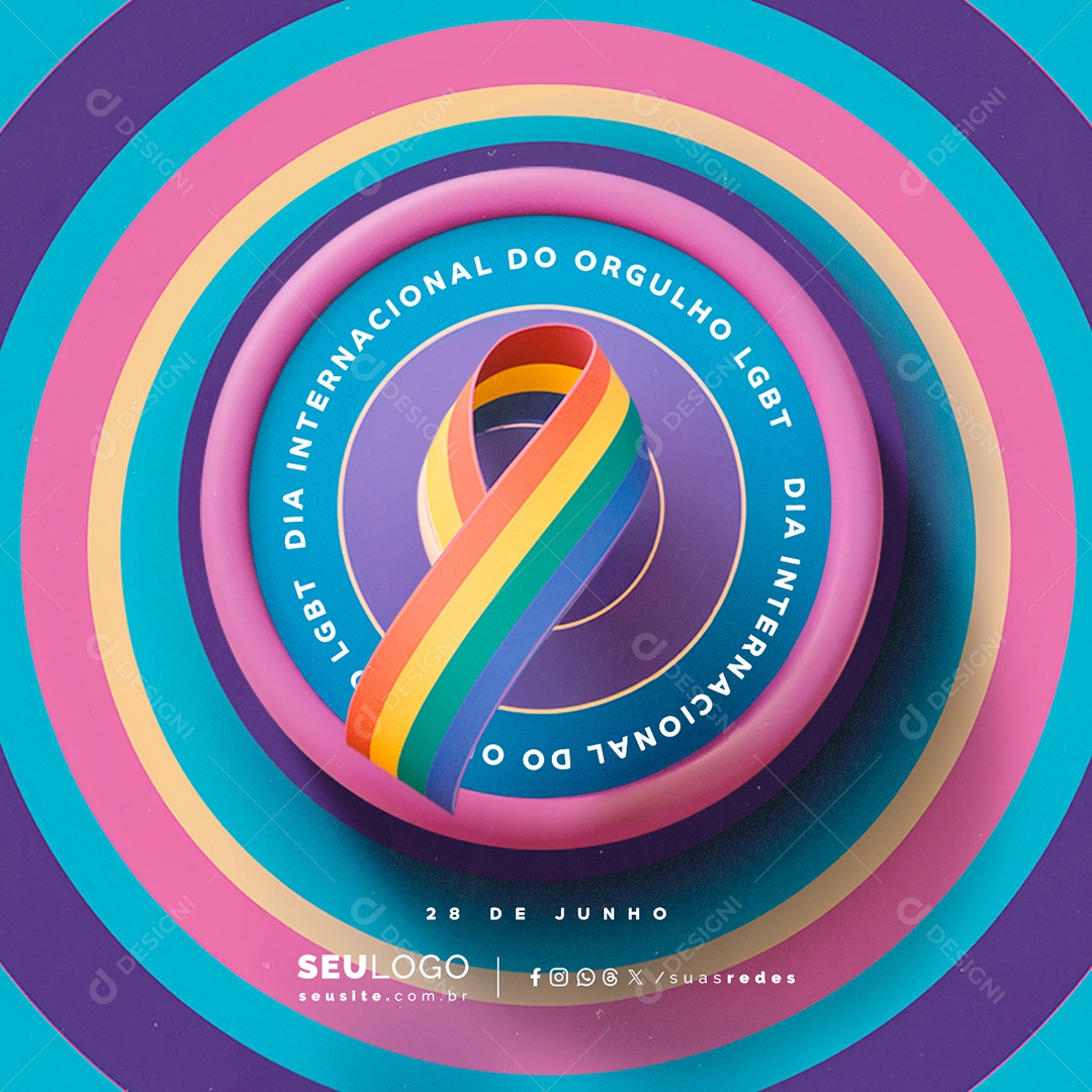 Social Media Dia Internacional do Orgulho LGBT 28 de Junho PSD Editável