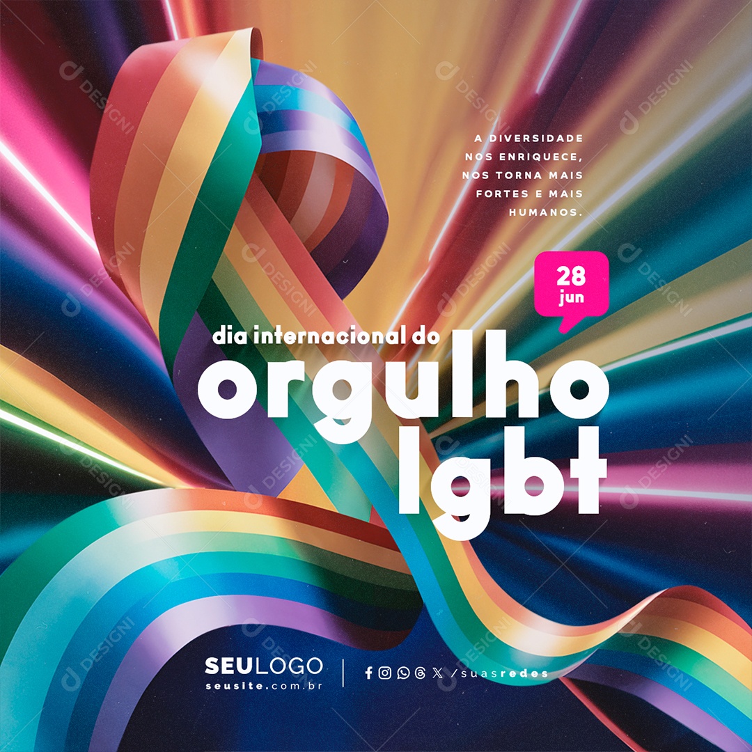Dia Internacional do Orgulho LGBT 28 de Junho a Diversidade nos Enriquece Social Media PSD Editável