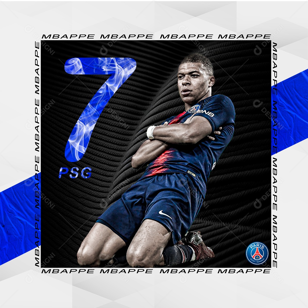 Jogador de Futebol Mbappe Social Media PSD Editável