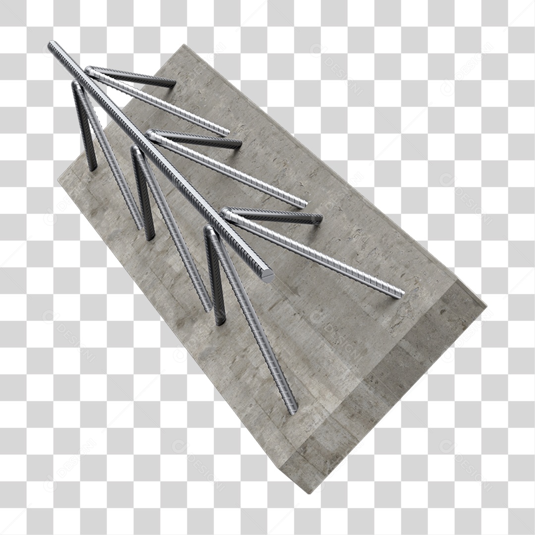 Elemento 3D Treliça com Concreto para Laje PNG Transparente
