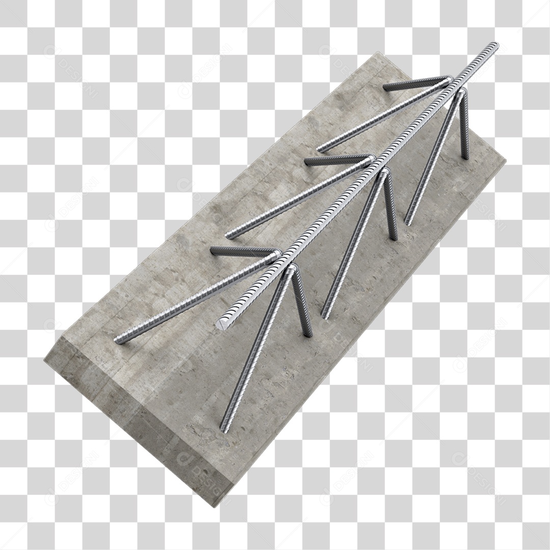 Elemento 3D Treliça com Concreto para Laje PNG Transparente