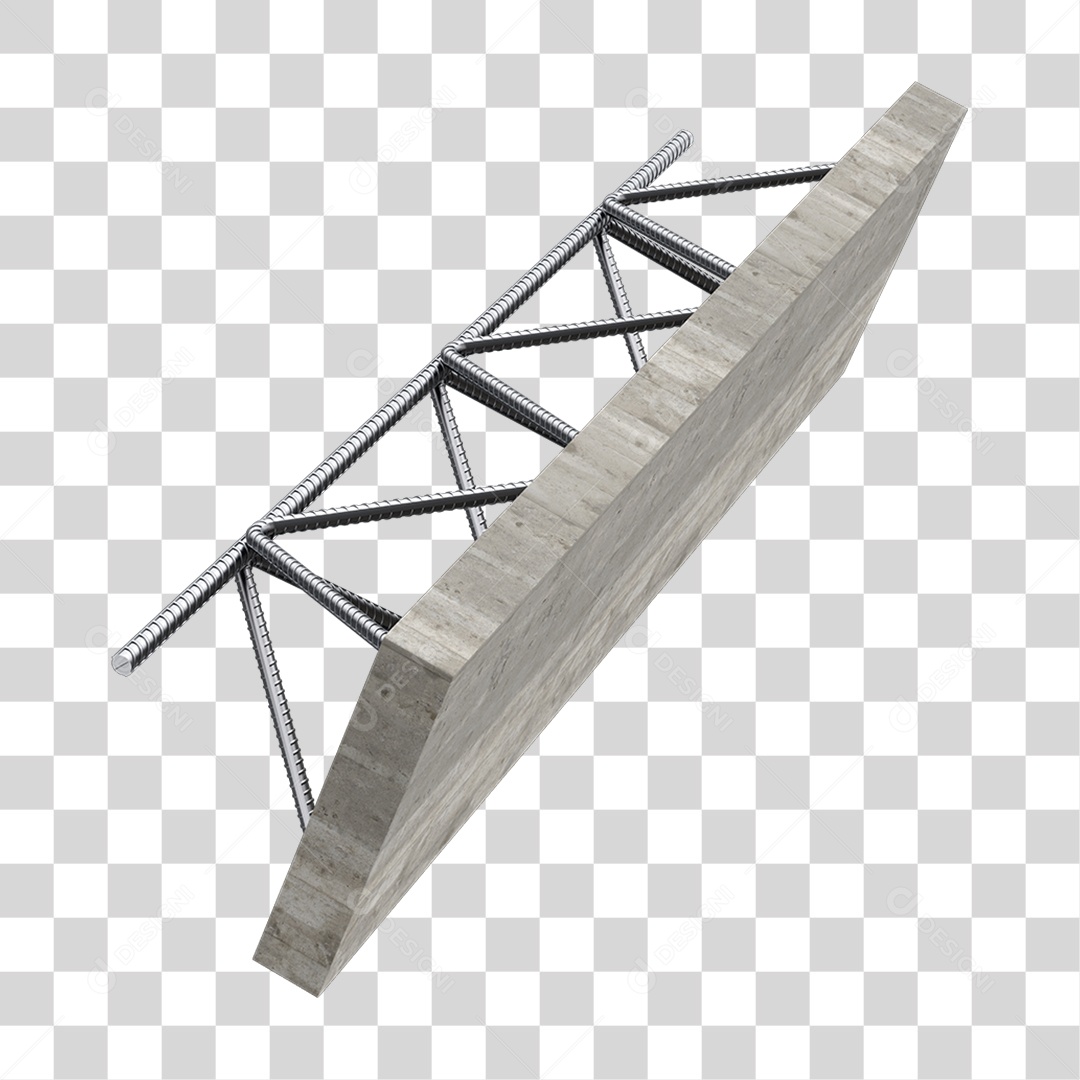 Elemento 3D Treliça com Concreto para Laje PNG Transparente