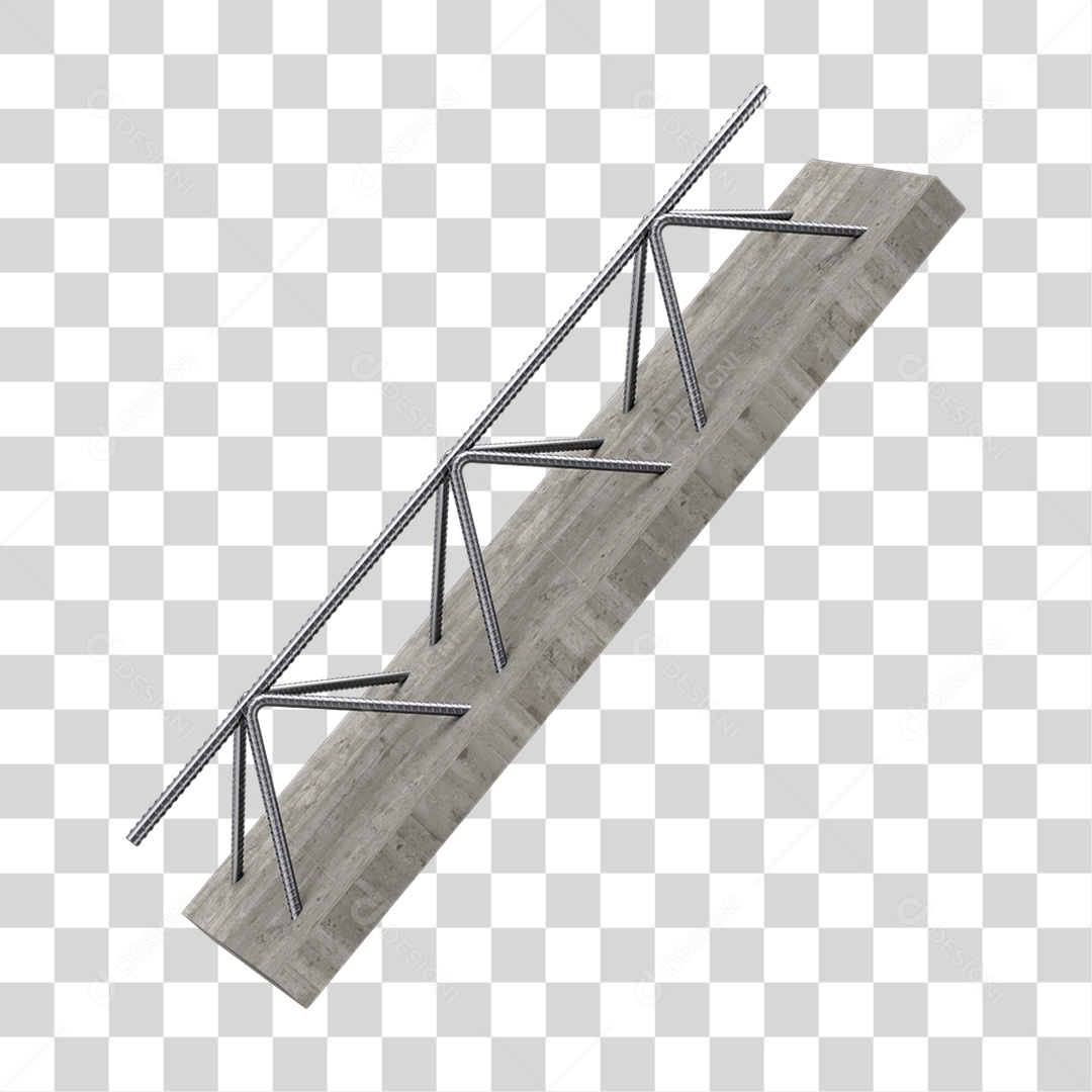 Elemento 3D Treliça com Concreto para Laje PNG Transparente