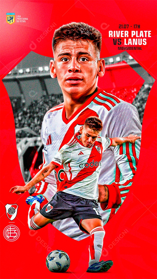 Flyer Matchday Echeverri River Plate Social Media PSD Editável