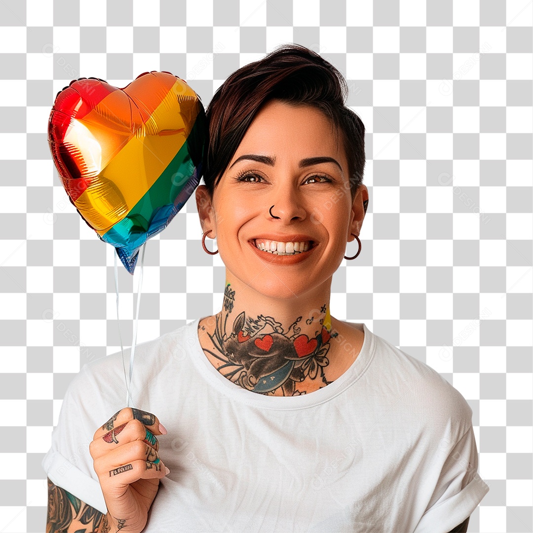 Mulher Segurando Balão Lgbt PNG Transparente