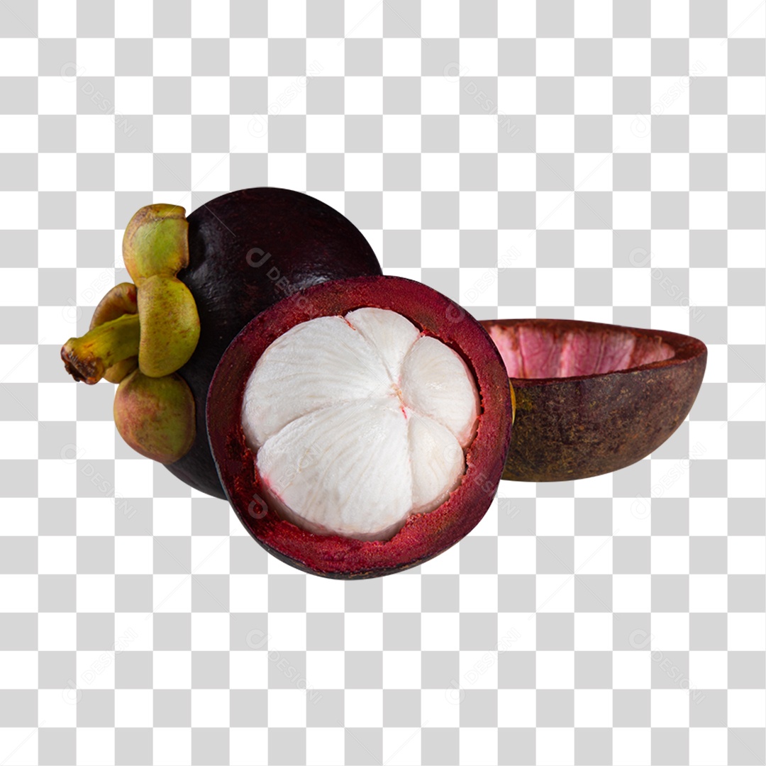Fruta Mangostão Roxo PNG Transparente