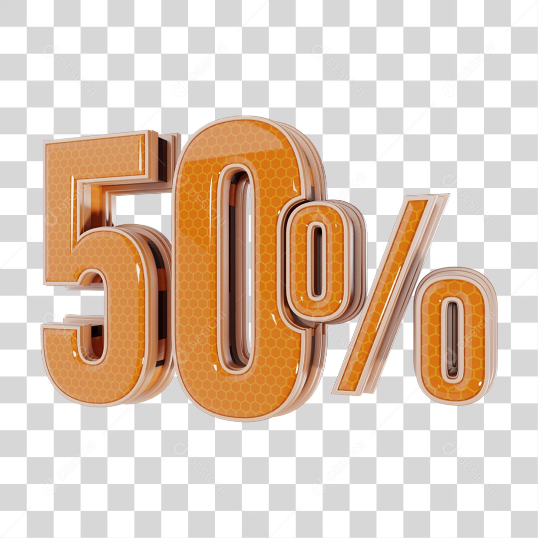 Número 50 com Sinal Porcentagem PNG Transparente