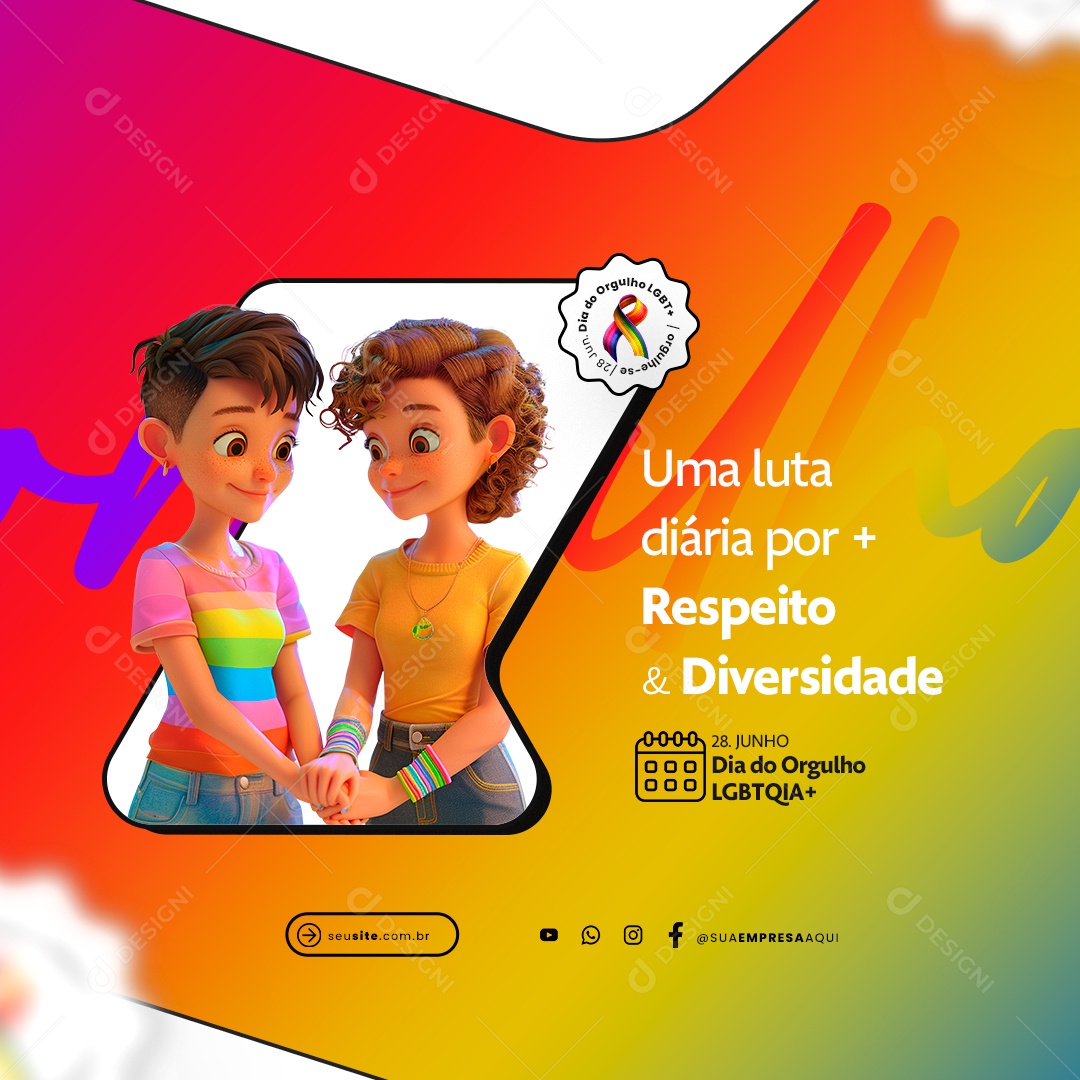 Feed Social Media Dia do Orgulho Lgbt PSD Editável
