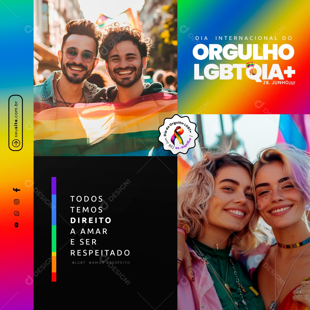 Feed Social Media Dia do Orgulho Lgbt PSD Editável