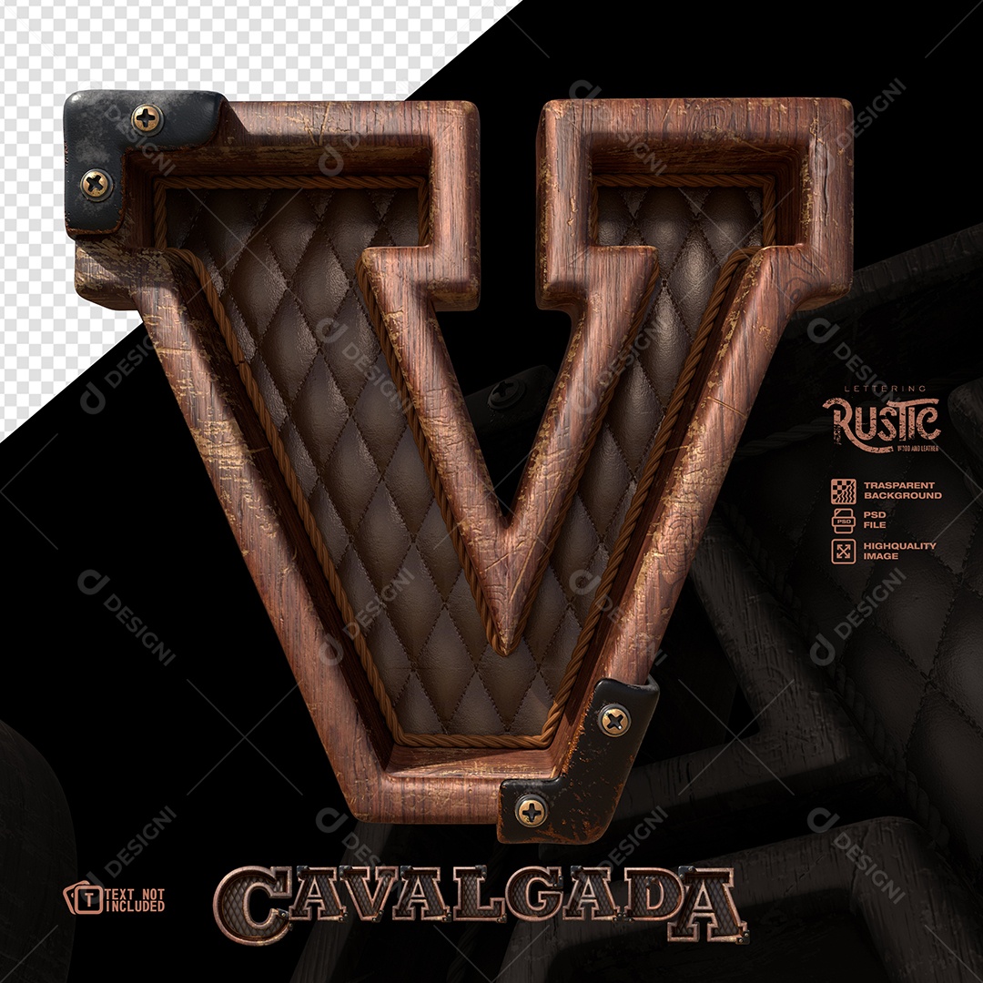 Letras V Estilo Rústico PSD