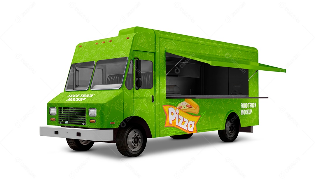 Caminhão de Comida de Rua PSD Editável Mockup