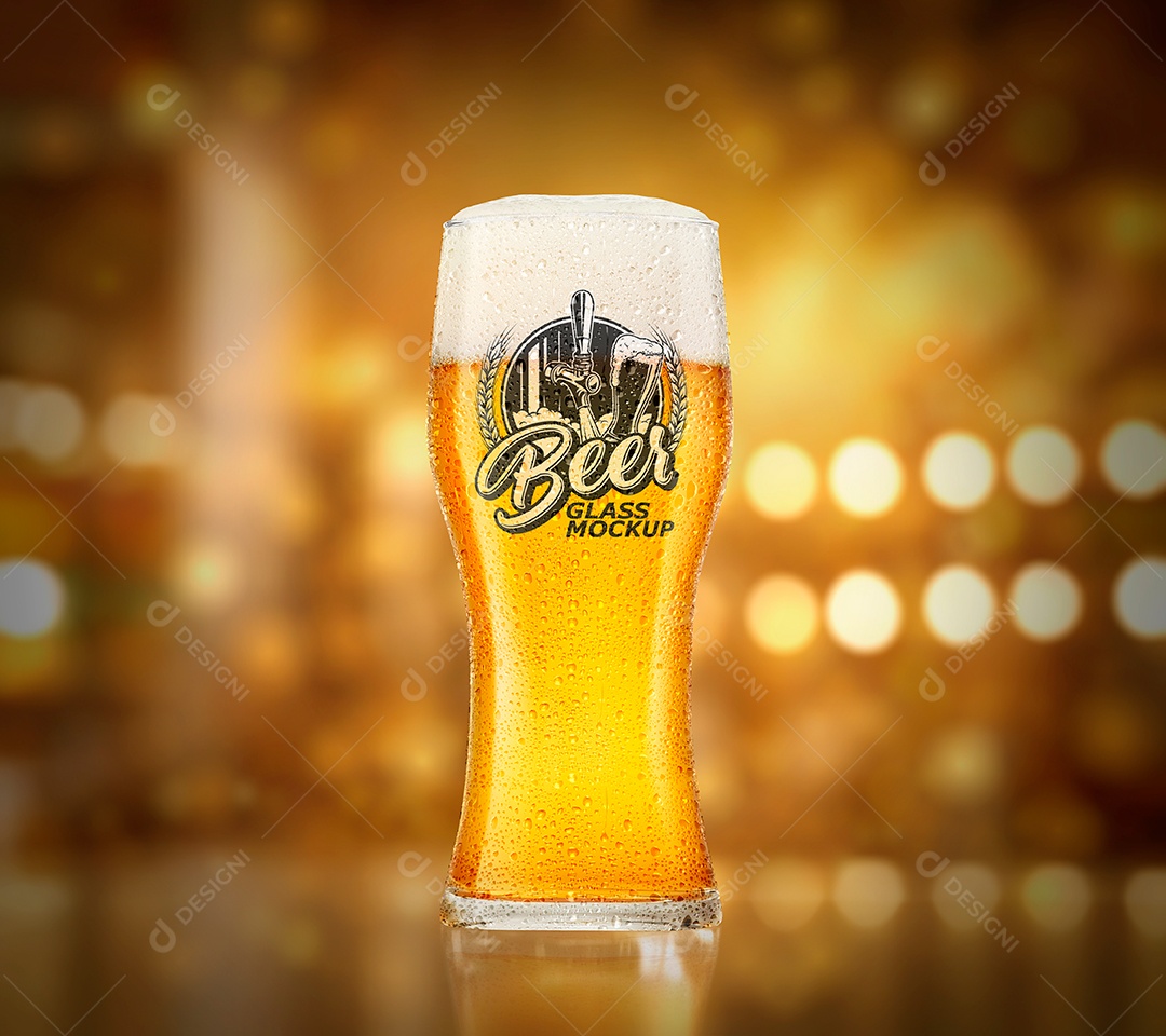 Copo de Cerveja PSD Editável Mockup