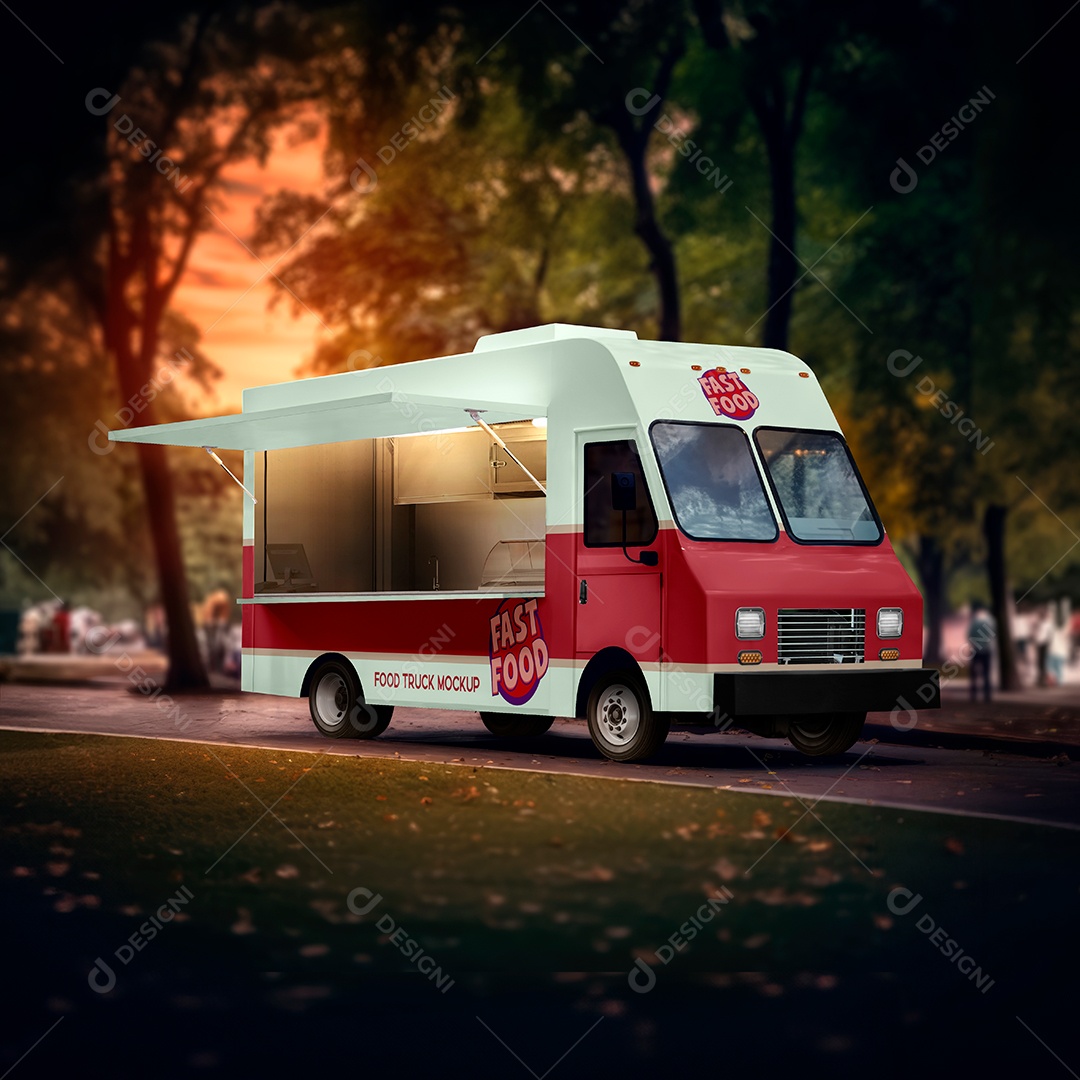 Fast Food Caminhão PSD Editável Mockup