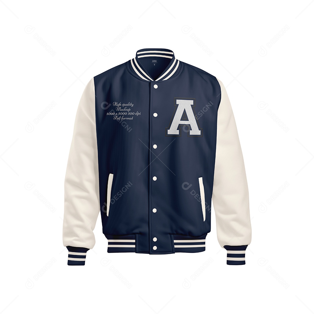 Jaquela Estilo Colegial Vista de Frente PSD Editável Mockup