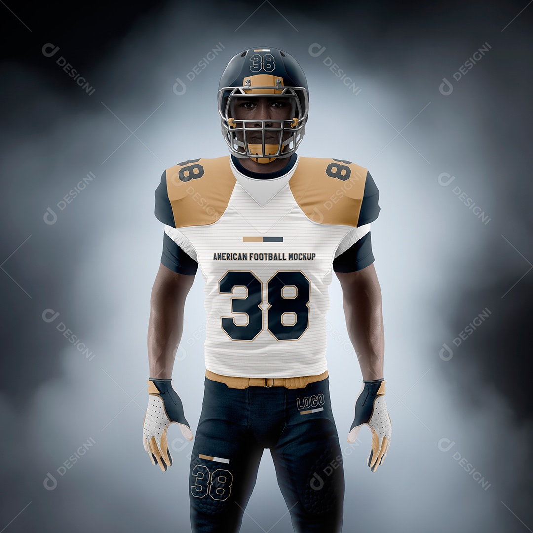 Jogador de Futebol Americano com Uniforme PSD Editável Mockup