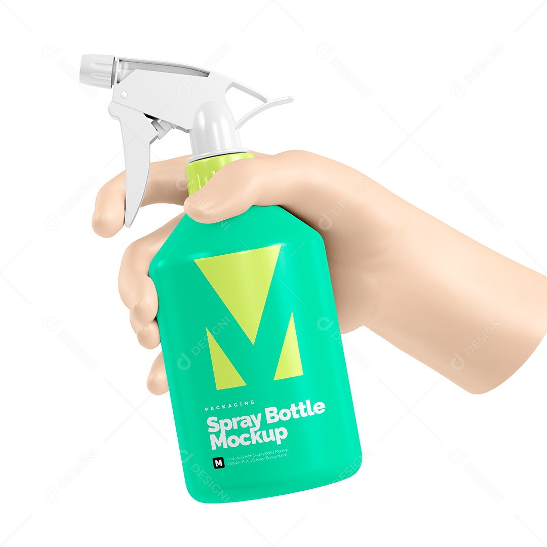 Mãos Segurando Embalagem de Spray PSD Editável Mockup