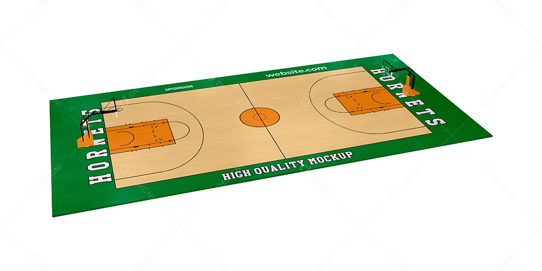 Quadra de Basquete PSD Editável Mockup