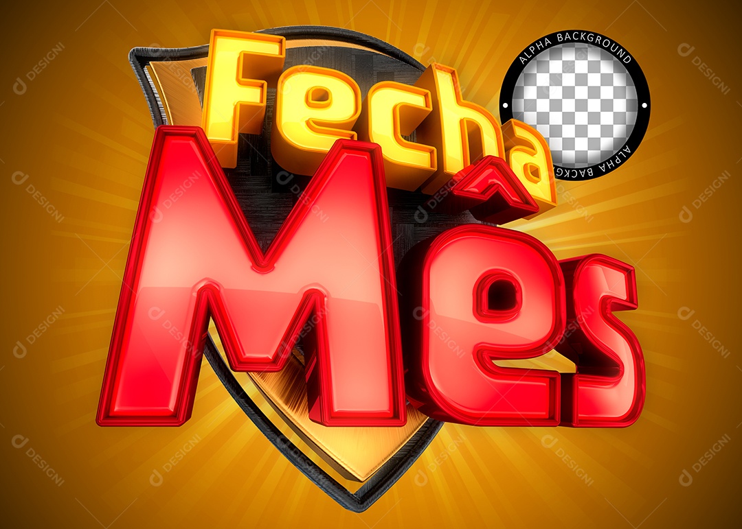 Fecha Mês Selo 3D para Composição PSD