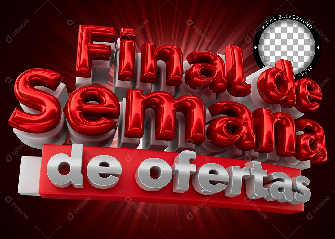 Final de Semana de Oferta Azul e Prata de Lado Selo 3D para Composição PSD