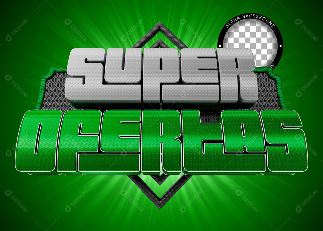 Super Ofertas Verde Frente Selo 3D para Composição PSD