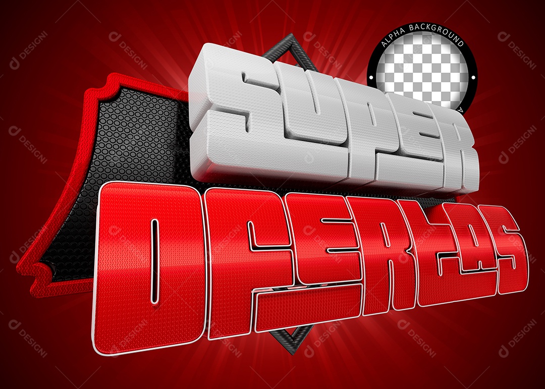 Super Ofertas Vermelho Selo 3D para Composição PSD