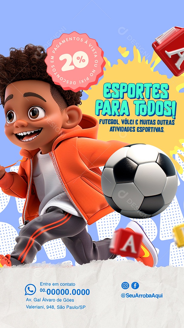 Story Esporte para todos Futebol Vólei e Muitas Outras Social Media PSD Editável