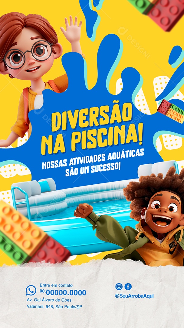 Story Diversão na Piscina nossas Atividades Aquáticas são um Sucesso Social Media PSD Editável