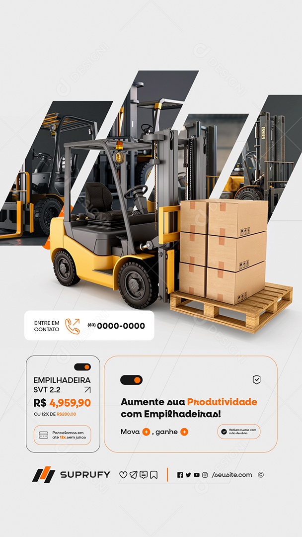 Story Aumente sua Produtividade com Empilhadeiras Social Media PSD Editável