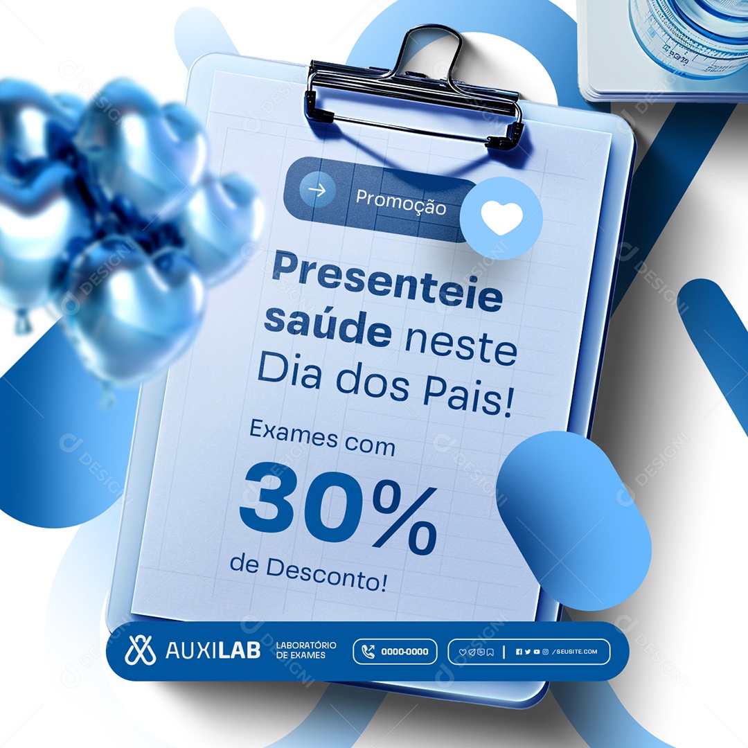 Promoção Exames com Desconto Social Media PSD Editável