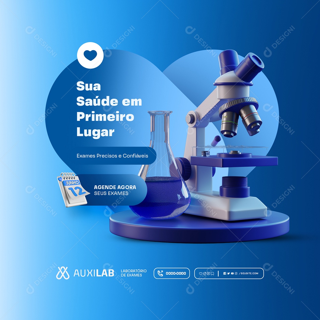 Sua Saúde em  Primeiro Lugar Social Media PSD Editável