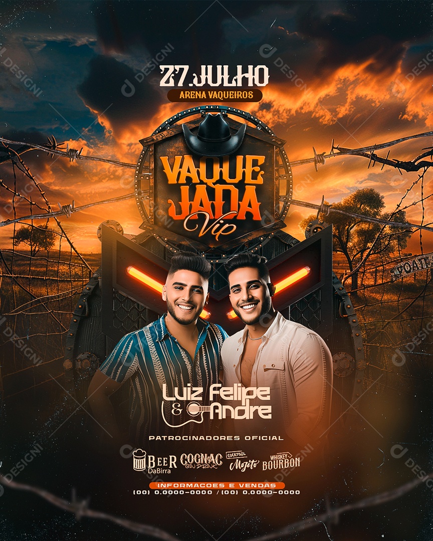 Flyer Vaquejada Vip Luiz Felipe e André Social Media PSD Editável