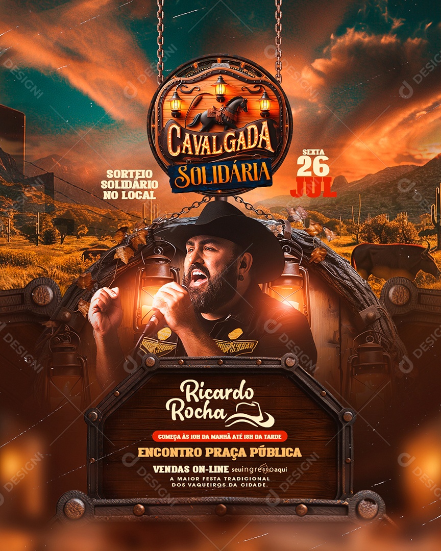 Flyer Cavalgada Solidária Ricardo Rocha Social Media PSD Editável