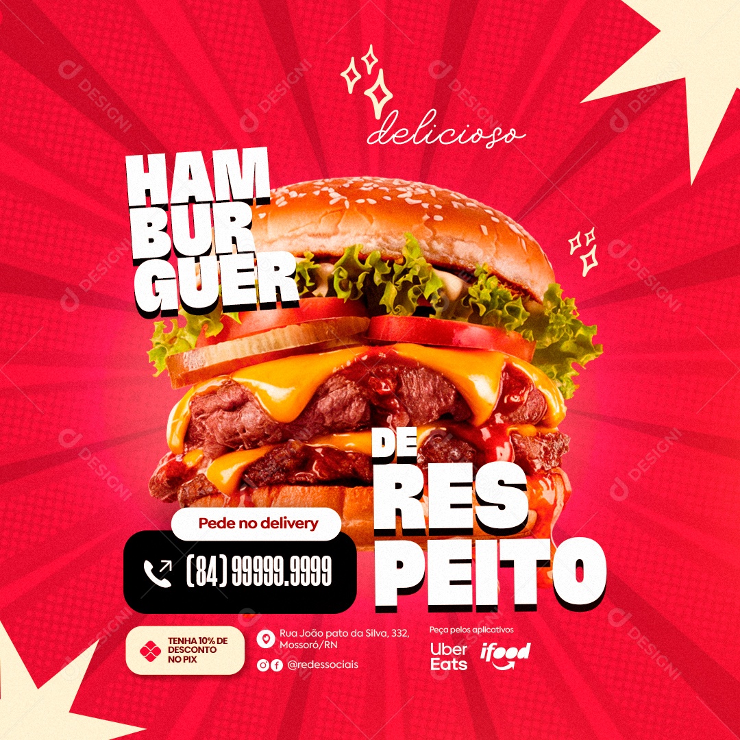 Hamburguer de Respeito Social Media PSD Editável