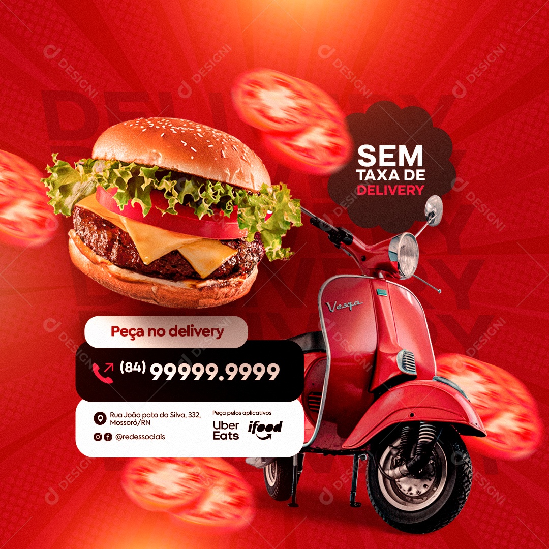 Sem Taxa de Delivery Social Media PSD Editável