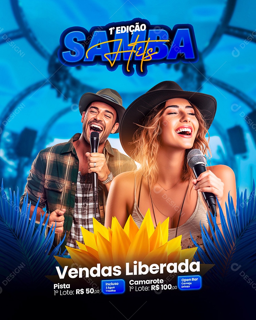 Flyer Samba Hits Artistas Social Media PSD Editável