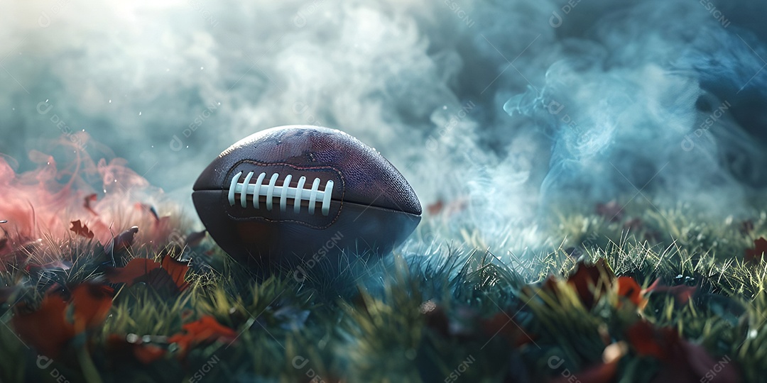 Bola de futebol americano na grama do estádio