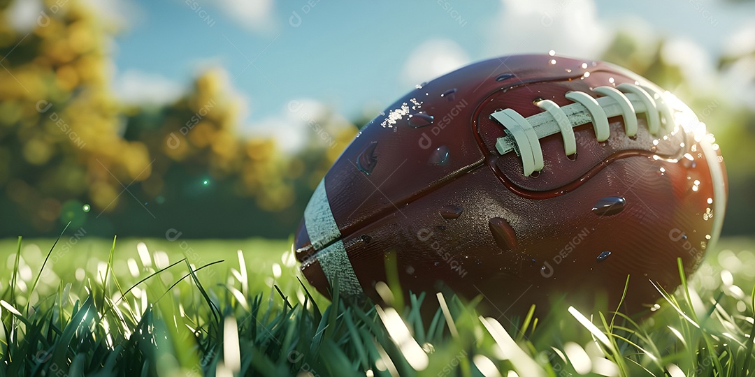 Bola de futebol americano na grama do estádio